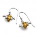 Bee Drop Earrings with a Brushed Gold Plated Body